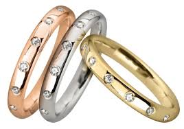 Examples of rose, white & yellow 14 kt gold rings